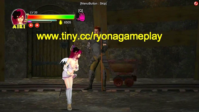 Pretty Airi hentai girl having sex with the mine man in sexy porn hentai game