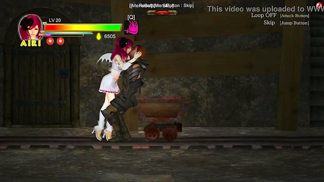 Pretty Airi hentai girl having sex with the mine man in sexy porn hentai game