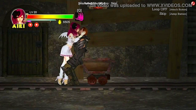 Pretty Airi hentai girl having sex with the mine man in sexy porn hentai game