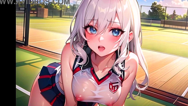 Sexy Young Anime Teens Playing Tennis With Transparent Cloth (with pussy masturbation
