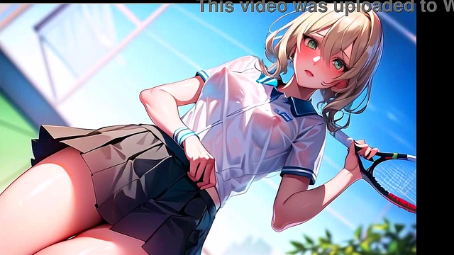 Sexy Young Anime Teens Playing Tennis With Transparent Cloth (with pussy masturbation