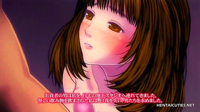 Busty teen hentai in stocksings getting her pretty face filled with cum