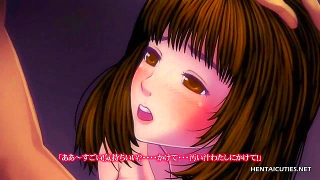 Busty teen hentai in stocksings getting her pretty face filled with cum