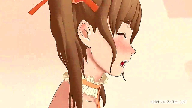 Hentai teen girl with pony tails masturbating to squirting orgasm