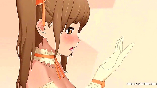 Hentai teen girl with pony tails masturbating to squirting orgasm