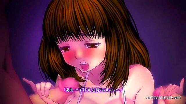 Busty hentai teen titfucked while sucking cock and getting a massive facial