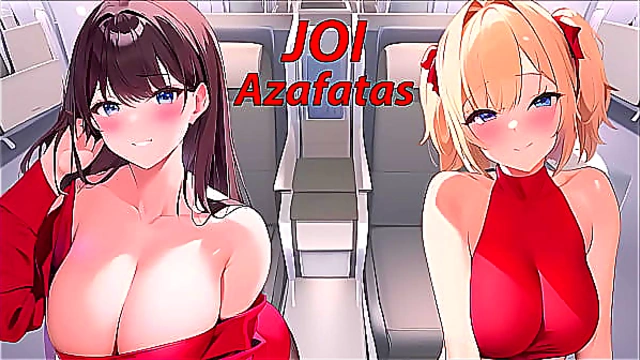 JOI hentai with the stewardesses on the plane In Spanish