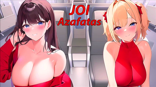 JOI hentai with the stewardesses on the plane In Spanish