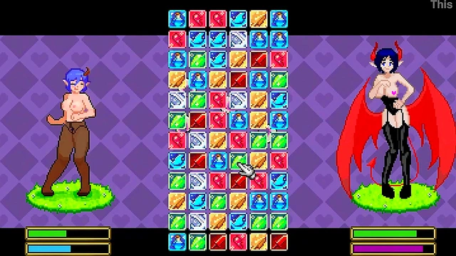 Doki Doki Tri-line [Hentai NSFW game] Ep2 lovely lesbian succubus not so romantic sex