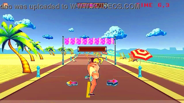 Cute lady in roller skates having sex with men in Rollerbabe new hentai game