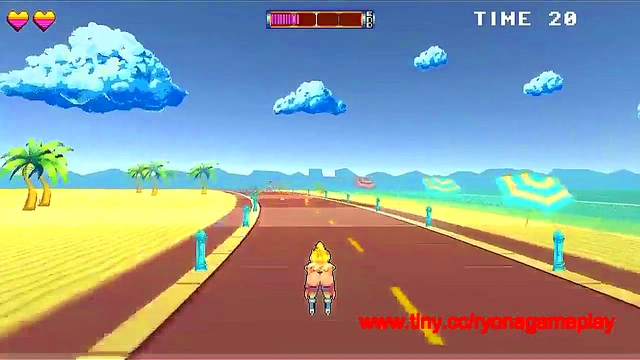 Cute lady in roller skates having sex with men in Rollerbabe new hentai game