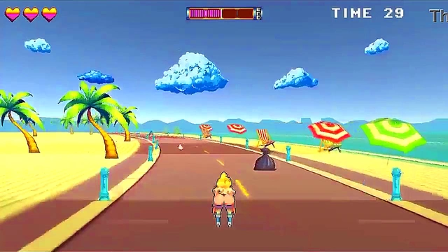 Cute lady in roller skates having sex with men in Rollerbabe new hentai game