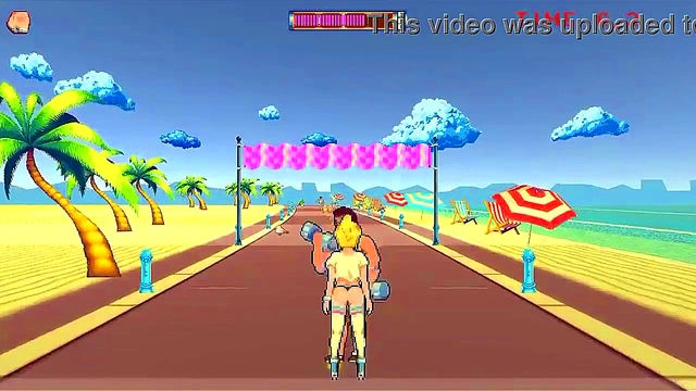 Cute lady in roller skates having sex with men in Rollerbabe new hentai game