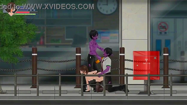 Female cop has sex with zombie men in Hot porn hentai game