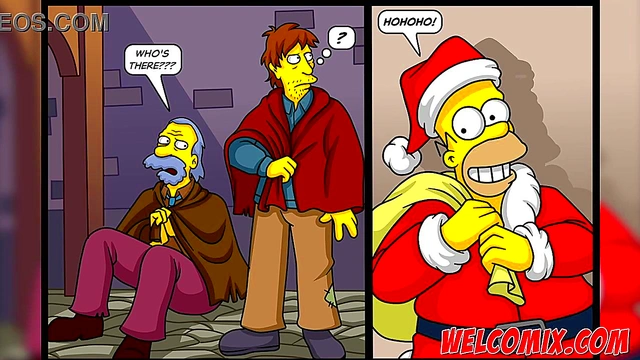 Christmas Present! Giving his wife as a gift to beggars! The Simptoons'Simpsons Hentai