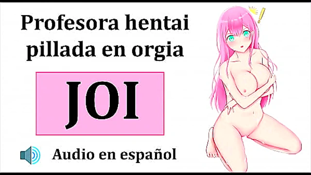 JOI Hentai'Orgy With The Teacher Spanish Audio