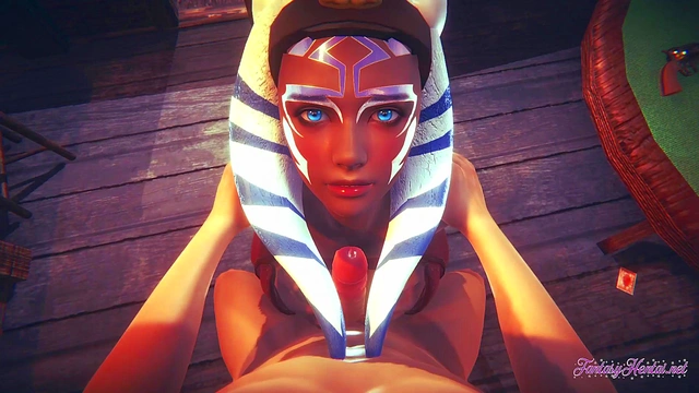 Starwars Hentai POV Ahsoka 3D 4D - blowjob and fucked cowgirl stily with creampie