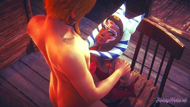 Starwars Hentai POV Ahsoka 3D 4D - blowjob and fucked cowgirl stily with creampie
