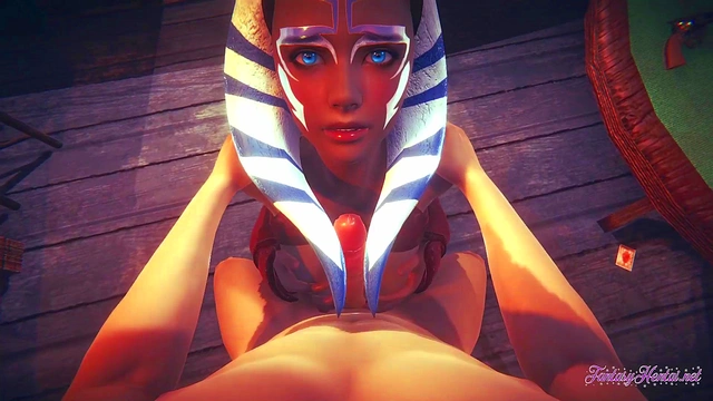 Starwars Hentai POV Ahsoka 3D 4D - blowjob and fucked cowgirl stily with creampie