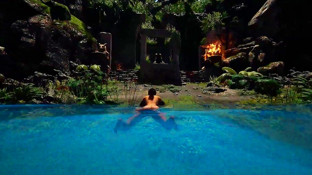 The ancient statue suddenly woke up and began rhythmically fucking Lara 3D Hentai Game