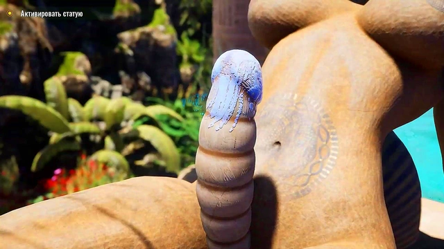 The ancient statue suddenly woke up and began rhythmically fucking Lara 3D Hentai Game