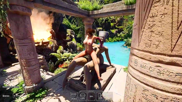 The ancient statue suddenly woke up and began rhythmically fucking Lara 3D Hentai Game