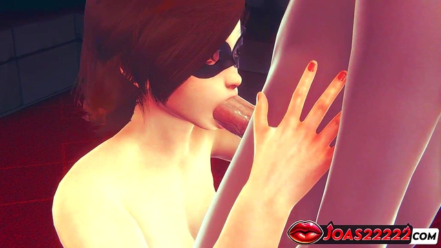 Helen Parr The Incredibles Gives a Deepthroat Blowjob and Gets Her Big Tits Fucked - Huge