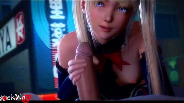 Marie Rose sucking hard cock [Hentai 3D]