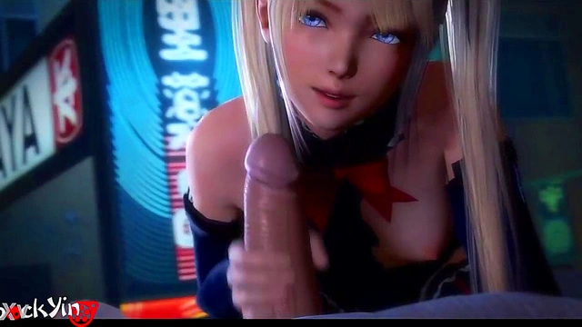 Marie Rose sucking hard cock [Hentai 3D]