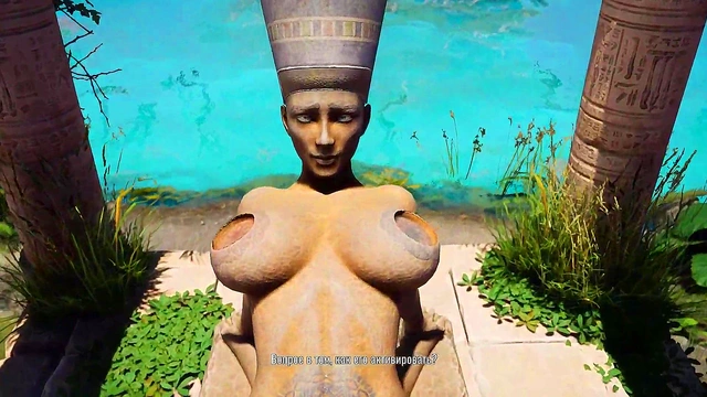 The statue's huge cock awakened in Lara Croft's pussy and then impregnated her 3D Hentai