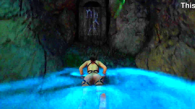 The statue's huge cock awakened in Lara Croft's pussy and then impregnated her 3D Hentai