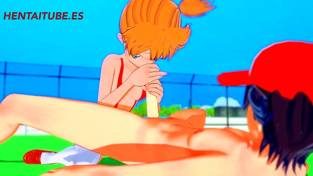 Pokemon Hentai 3D - Misty x Ash Handjob'Blowjob Fuck with cum inside - Anime Porn