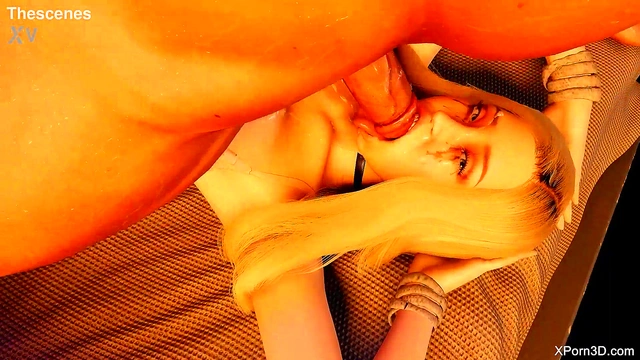 3D Porn Blonde Deepthroat Facefuck Teaser