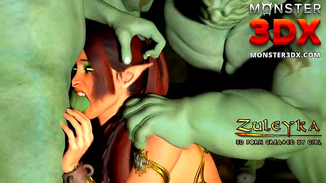 Cruel Goblin fucks imprisoned Elf Princess's ass 3D Hentai