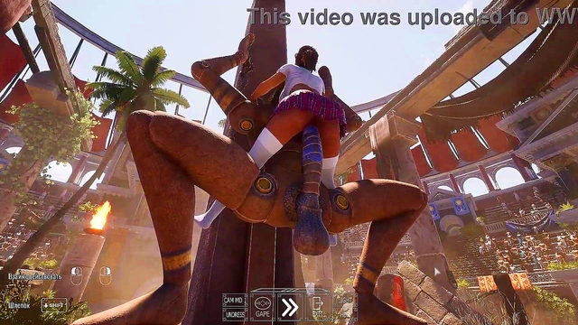 An ancient statue awakened and began to fuck Lara in an arena with 1,000 spectators 3D
