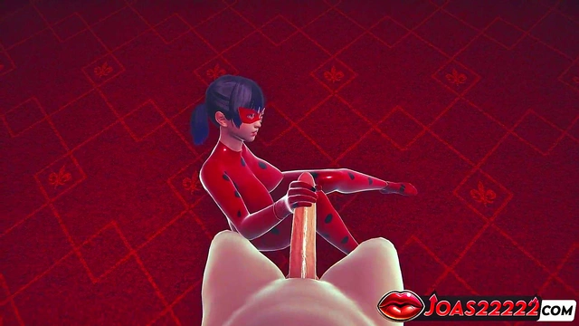 Ladybug Rule34 3D Hentai Gloryhole Animation - Hot Red Latex Suit Girl Gives Slippery