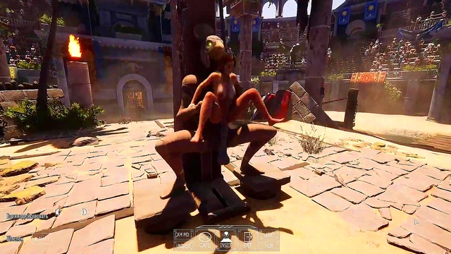 A huge dick against Lara Croft's tight ass in an arena where 1,000 spectators are