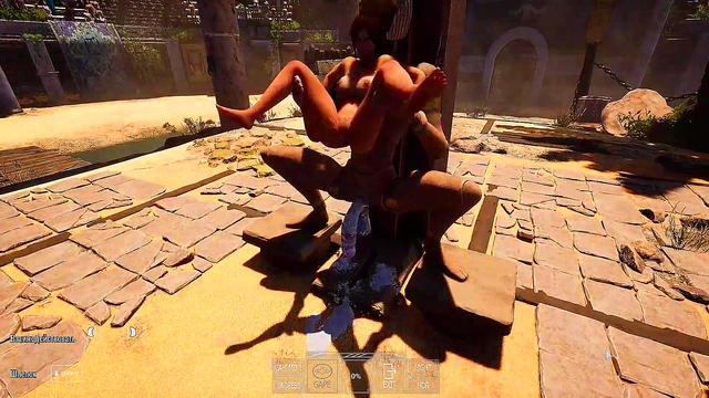 A huge dick against Lara Croft's tight ass in an arena where 1,000 spectators are