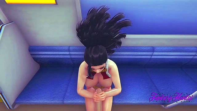 Boku No Hero Hentai 3D - Momo Sex in a Train blowjob and fucked - Japanese manga anime