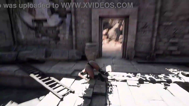 An ancient statue awakens and destroys Lara's pussy by filling it with sperm Hentai Game