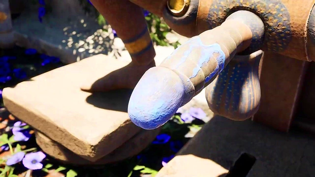 An ancient statue awakens and destroys Lara's pussy by filling it with sperm Hentai Game