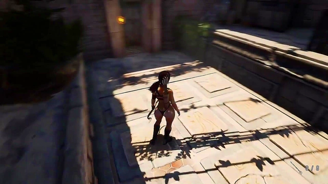 An ancient statue awakens and destroys Lara's pussy by filling it with sperm Hentai Game