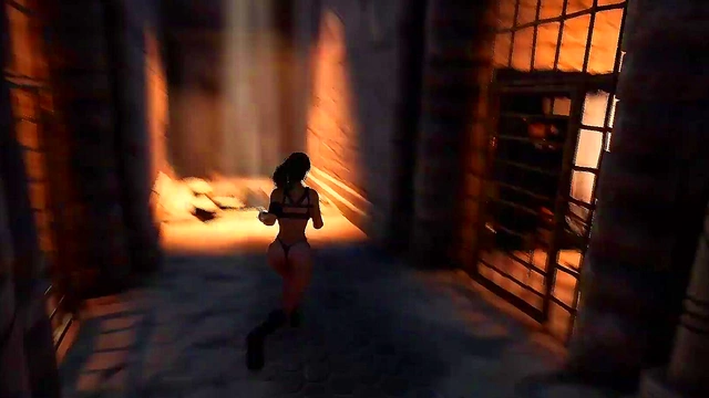 An ancient statue awakens and destroys Lara's pussy by filling it with sperm Hentai Game