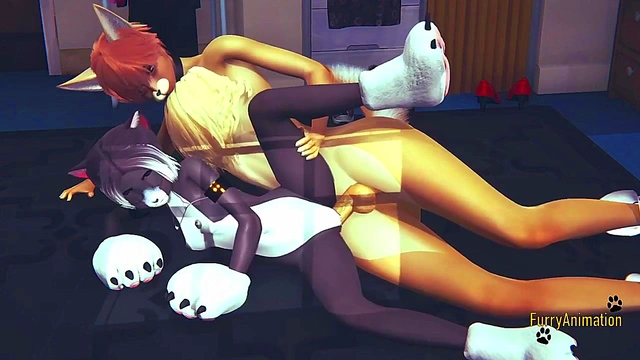 Furry Hentai 3D - Fox fucks cat and fills her pussy - Anime Manga Japanese Yiff Cartoon