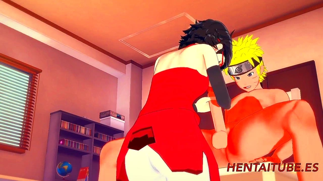 Naruto Hentai 3D - Sarada Handjob Blowjob to Naruto and cum in her mouth - Hentai Hard