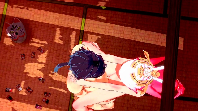 Genshin Impact - Yae Miko Fucked in different positions with Zhongli with creampie