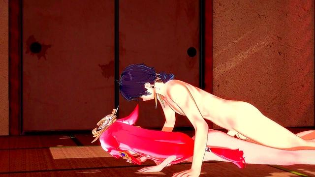 Genshin Impact - Yae Miko Fucked in different positions with Zhongli with creampie