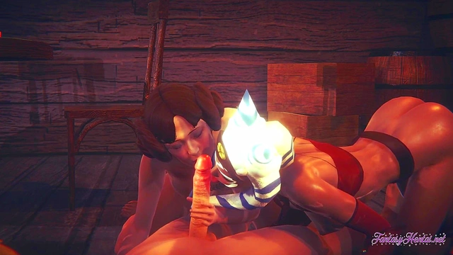 Starwars Hentai Threesome Ahsoka Leia 3D 4K - Lick and suck a dick with cumshot in a