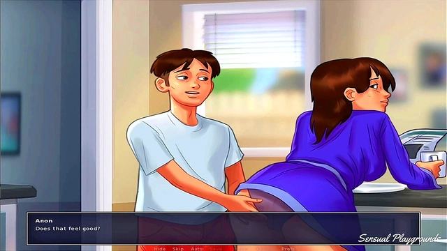 Summertime Saga | Busty stepmom gets fucked during breakfast and at the night comes for more