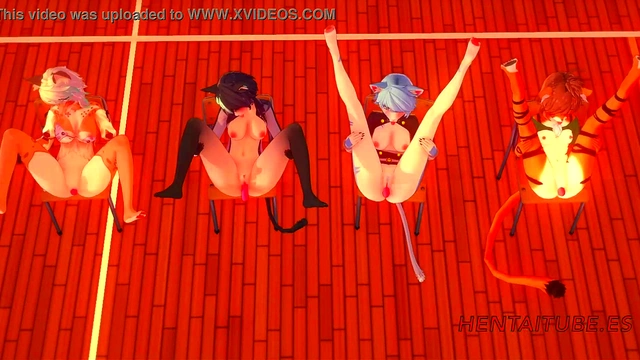 Furry Yiff Hentai 3D- Orgy Furry 4 Furry Girls with Dildos squirting